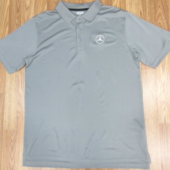 MERCEDEZ-BENZ POLO SHIRT EDWARDS POLYESTER GRAY & WHITE LARGE, L - Picture 1 of 4